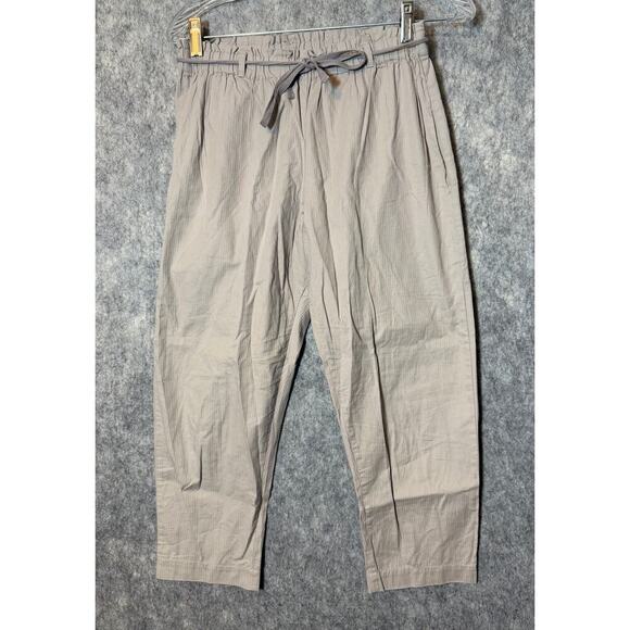 Nell Marthas Vineyard Womens Drawstring Tan S/M Relaxed Cotton Crop Pants - Picture 1 of 5